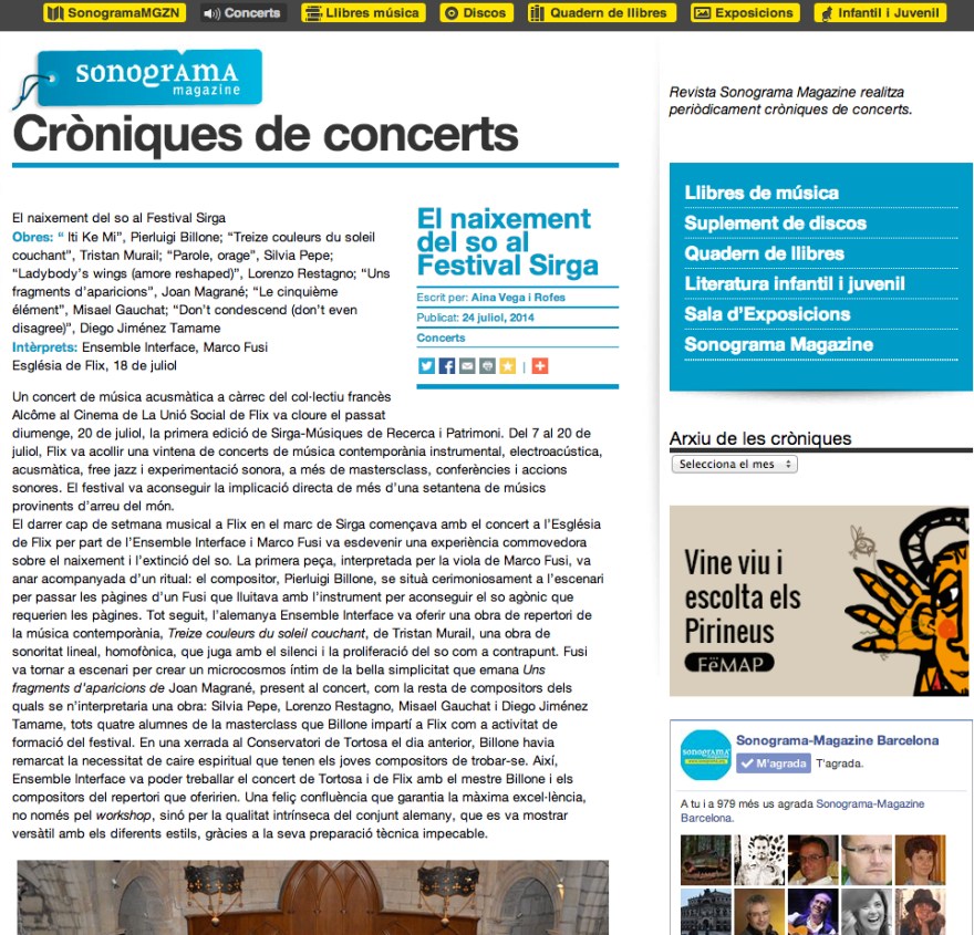 Concert review @ Sonograma Magazine